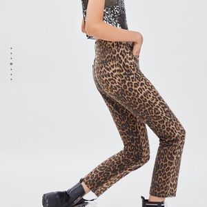 Zara TRF straight leg, leopard print jean